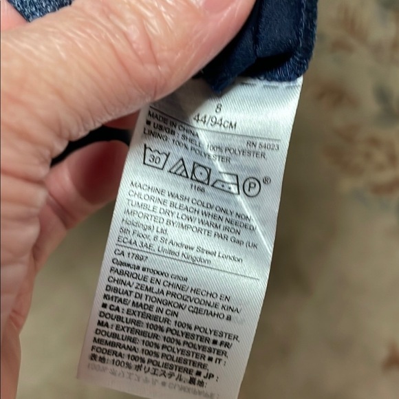 Navy Striped Dress with Bow Sleeves Size 8 - Picture 4 of 9